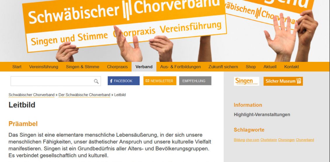 Öffentlichkeitsarbeit für den Schwäbischen Chorverband