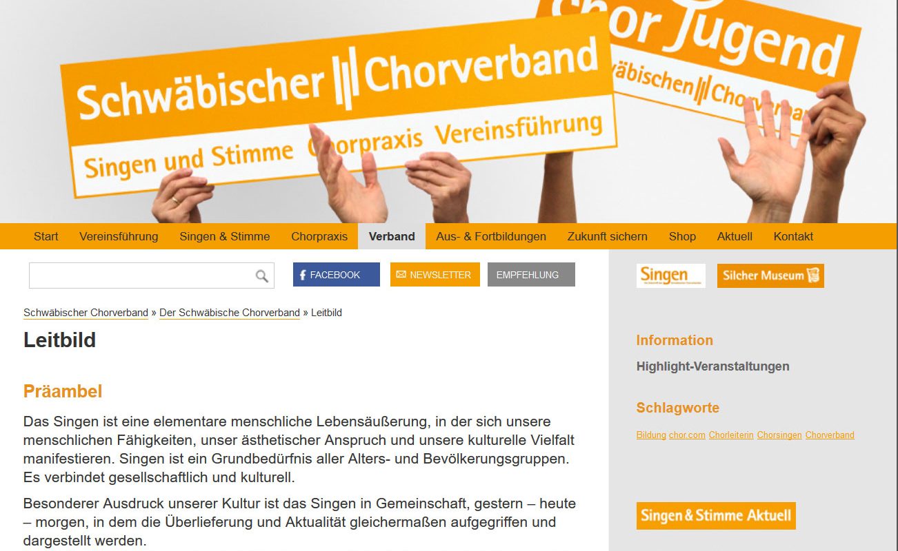 Öffentlichkeitsarbeit für den Schwäbischen Chorverband