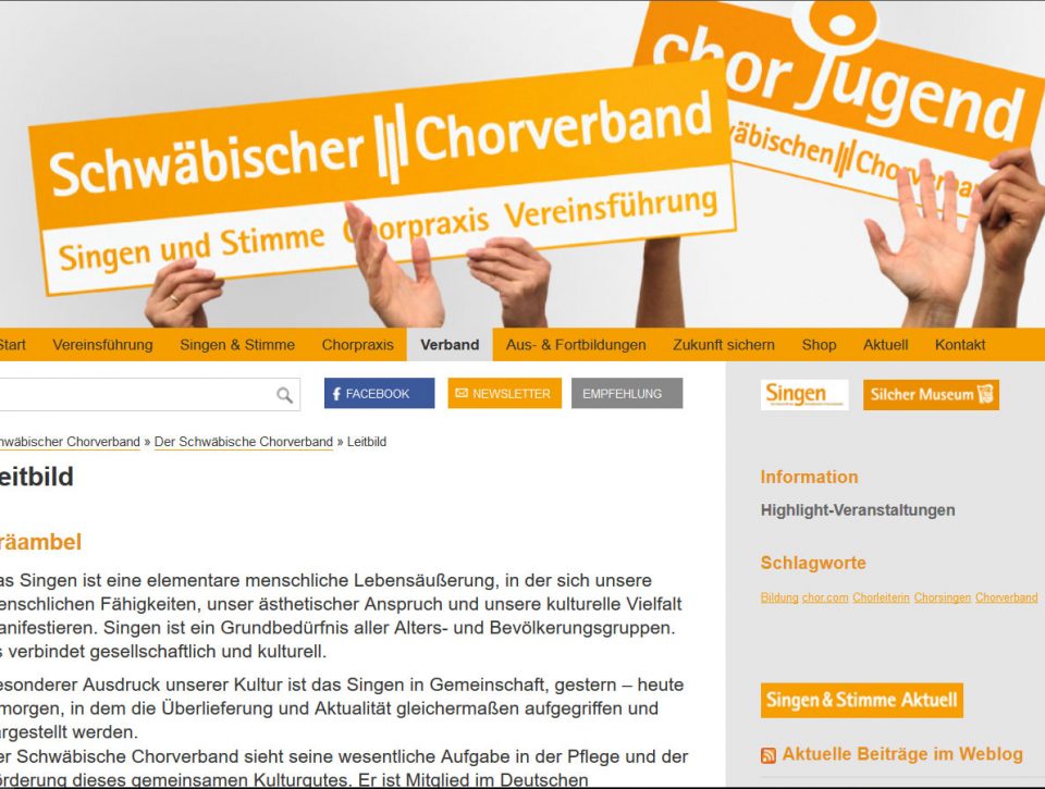 Öffentlichkeitsarbeit für den Schwäbischen Chorverband