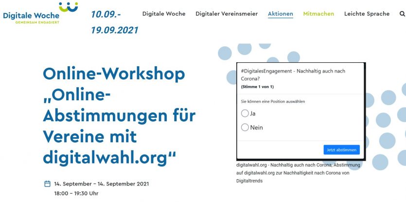 Online-Workshop „Online-Abstimmungen für Vereine mit digitalwahl.org“